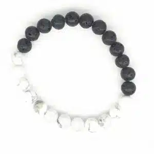 Wholesale - 8mm Yinyang Howlite bracelet with Lava stone and gift box