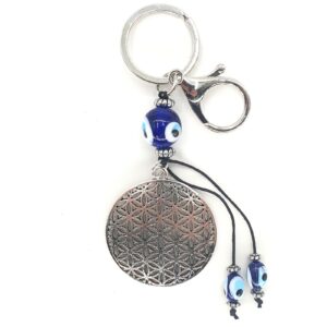 Wholesale - Blue Evil Eye Keychain Flower of Life Set of 6