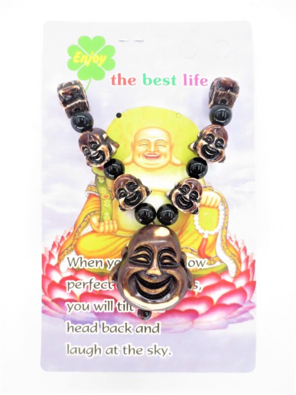 Wholesale - Brown smiling Buddha head necklace