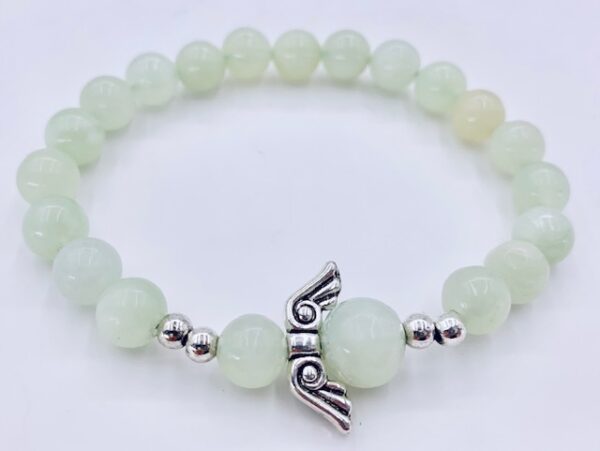 Wholesale Gemstone Bracelet - 8mm Green Jade Angels Bracelet