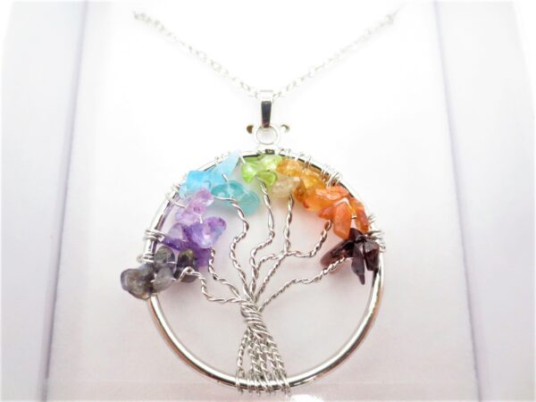 Wholesale Gemstone Tree of Life Pendants Chakra Necklace (12st)