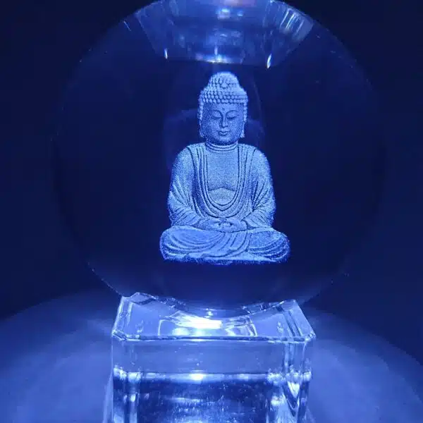 Wholesale - Kristal laser bol Meditation Buddha 6 cm