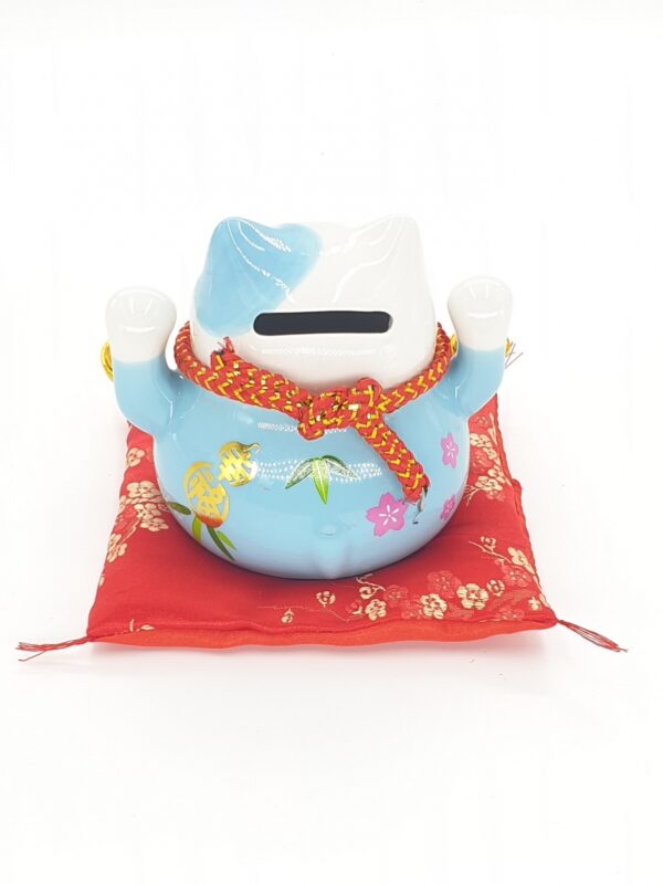 Wholesale - Lucky Cat Money box on pillow with 2 bells Blue and Pink