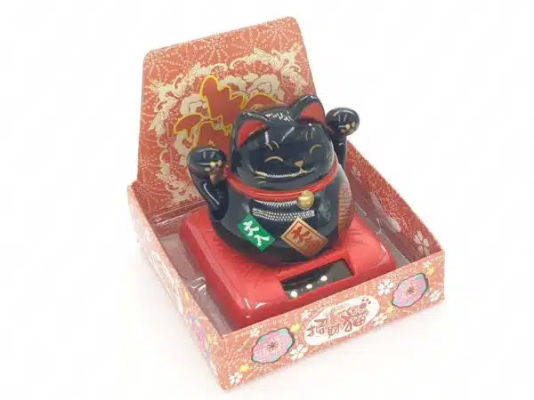 Wholesale - Lucky Cat Solar Light Black with 2 moving arms