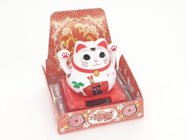 Wholesale - Lucky Cat Solar Light White with 2 moving arms