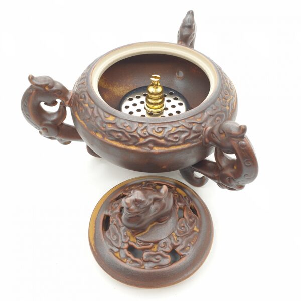 Wholesale - Luxury Resin Burner - Brown pot with 3 handles