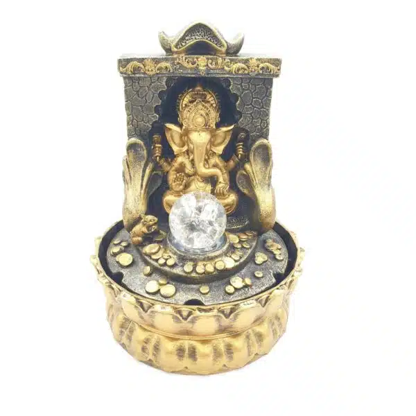 Wholesale - Meditation Led Lighting Ganesha in Wall and Coins Gold Fountain Small