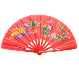 Wholesale - Tai Chi fan red with dragon & phoenix