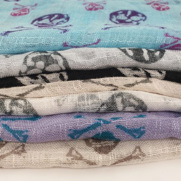 Wholesale - Viscose Scarves with Skulls Set (12pcs)