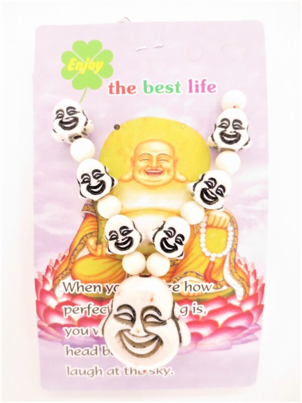 Wholesale - White smiling Buddha head necklace