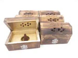 Wooden Incense Cone Box Antique Ganesh (6 pcs)