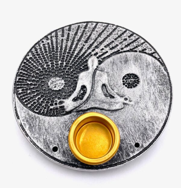 Yin Yang Meditation incense holder round silver (6pcs)