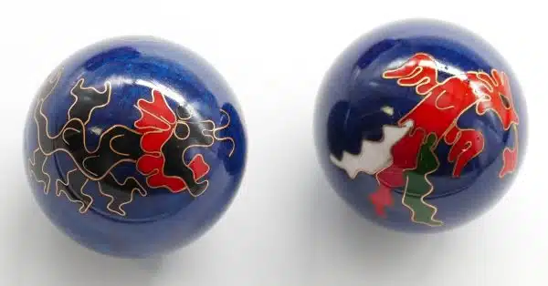 Blue Meridian Balls with 6 Yin Yang Symbols - 4 cm