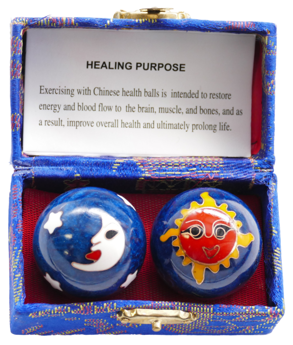 Blue Meridian balls with the sun & moon - 4 cm