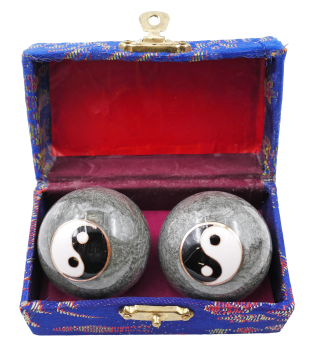 Gray Meridian Balls with Double Ying Yang - 3.5cm