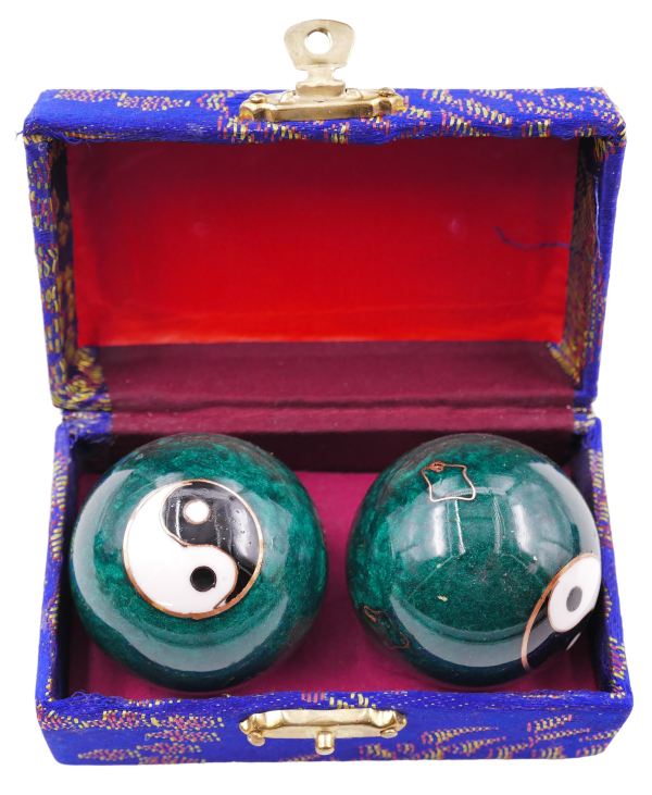 Green Meridian Balls with Double Yin Yang - 4cm