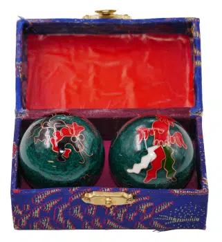 Green Meridian Balls with Dragon - 4 cm