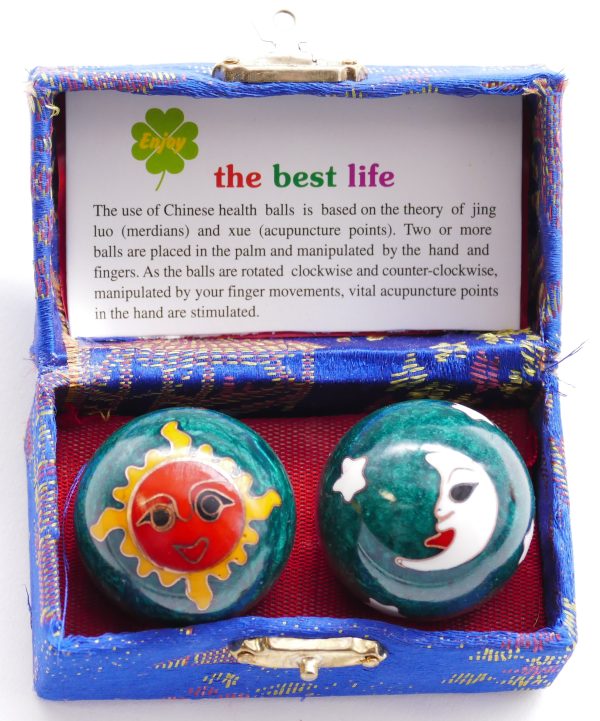 Green Meridian Balls with the Sun and Moon - 3.5cm