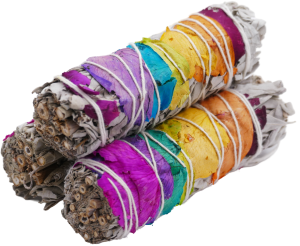 Wholesale - White Sage & 7 Color Rose petals Smudge 12cm (3 x 30-40 grams)