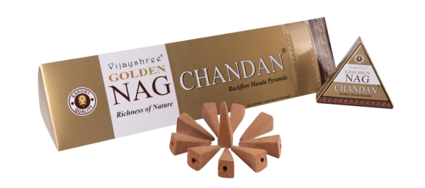 Wholesale - Golden Nag Chandan Backflow Masala Pyramid Cones