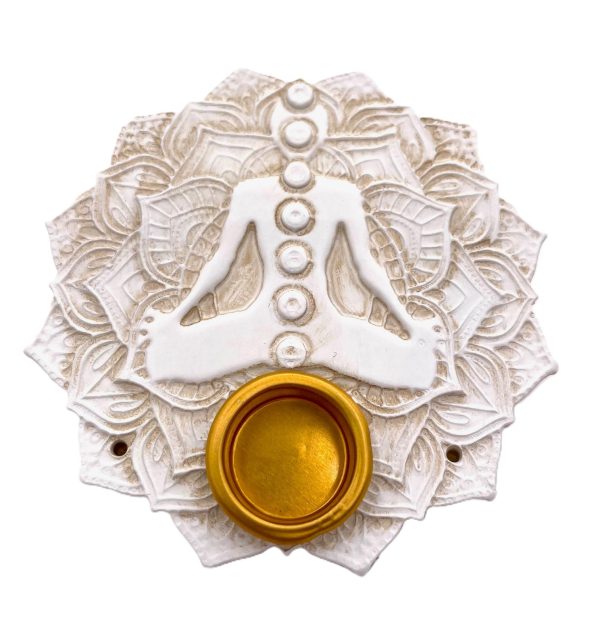 7 Chakra Lotus incense holder round white (6pcs)