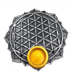 Flower of Life incense holder round silver (6pcs)