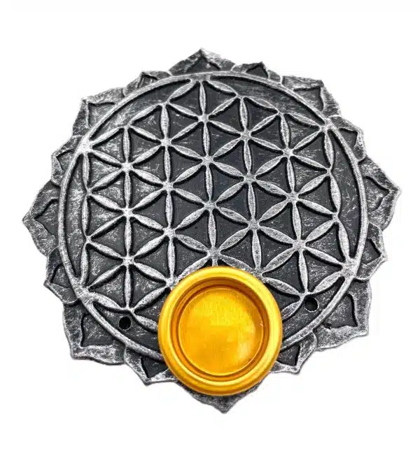 Flower of Life incense holder round silver (6pcs)