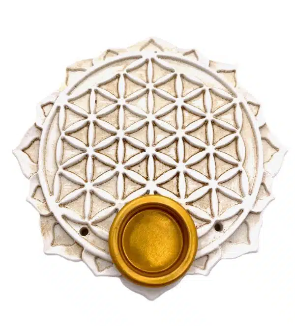 Flower of Life incense holder round white (6pcs)