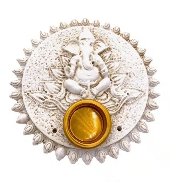 Ganesha incense holder round white (6pcs)