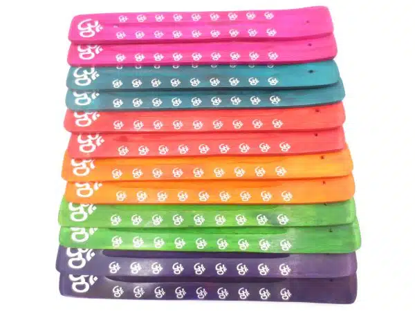 Incense holder colored wooden holder Om (12 pcs)