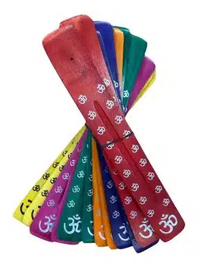 Incense holder colored wooden holder Om (12 pcs)