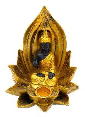 Lotus Tibetan Buddha incense holder gold