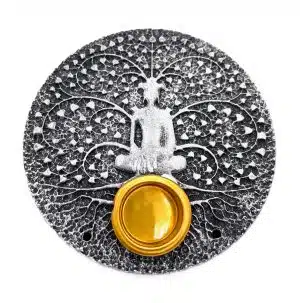 Meditation incense holder round silver (6pcs)