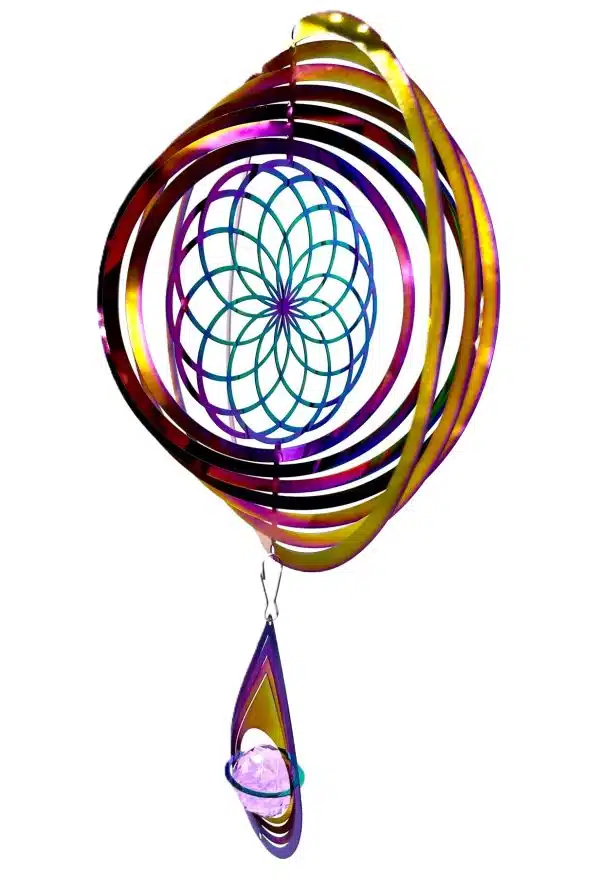 Medium Cosmo Windspinner Seed of Life - Rainbow Drop