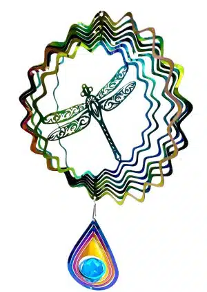 Middle Cosmo Wind Spinner Dragonfly - Rainbow Drop