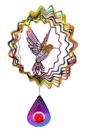 Middle Cosmo Wind Spinner Humming Bird - Rainbow Drop