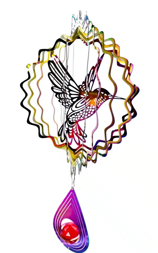 Middle Cosmo Wind Spinner Humming Bird - Rainbow Drop