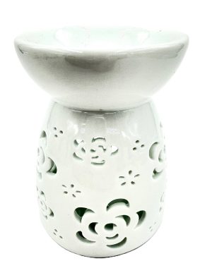 Wholesale - White Oil Burner with Rose Flowers