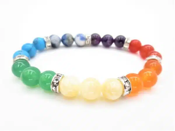 0,8cm bracelet 7 Chakra mixed with diamonds