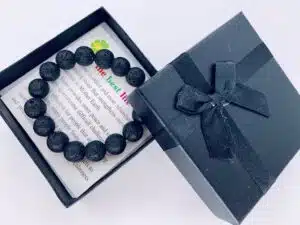 12mm Gemstone Bracelet with Gift Box - Lava Stone