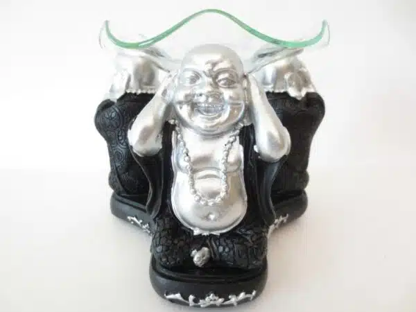 3 happy buddhas 'hear, see, silence' oilburner