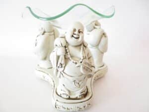 3 white happy Buddhas oil burner