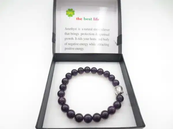 8mm bracelet Amethyst eye Buddha with gift-box