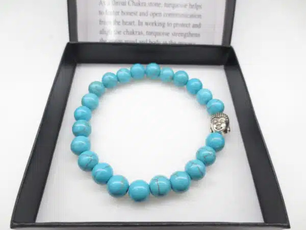 8mm bracelet Turquoise Buddha with gift-box