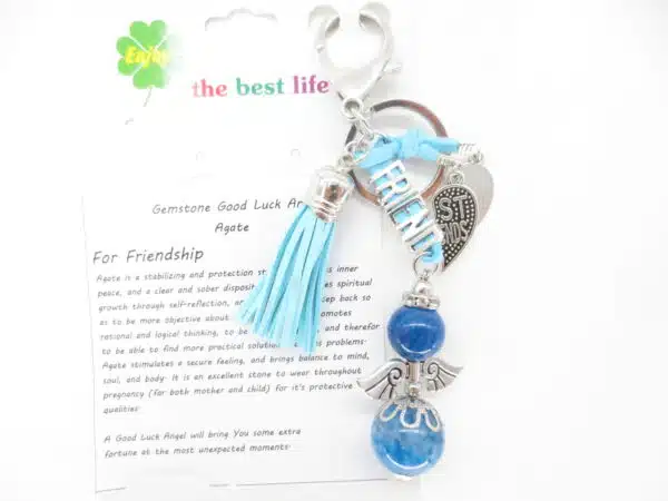 Angel gemstone keychain Blue Coral 'Friend'