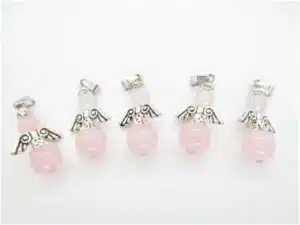 Angel gemstone pendant set (5pc) - rosequartz