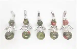 Angel gemstone pendant set (5pc) - unakite