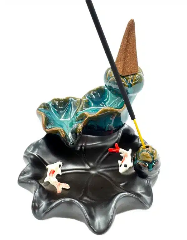 Back Flow Incense Burner - Lotus Moss Green