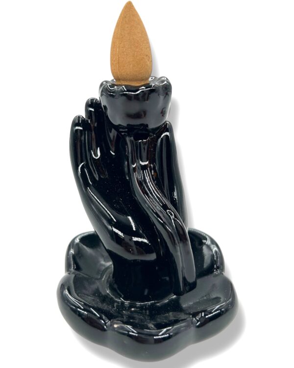 Backflow Incense Burner Hand with Lotus (25528)