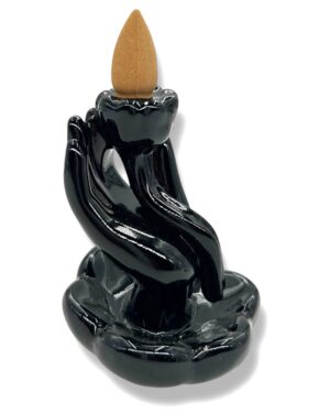 Backflow Incense Burner Hand with Lotus (25528)